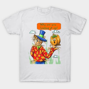 Halloween Scarecrow holding pumpkin allover print Makes a great Funny Halloween Shirt and Gift Item T-Shirt